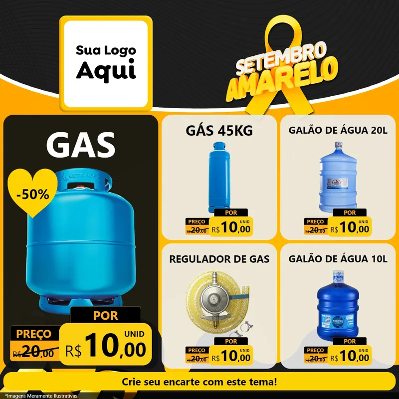 Modelo de Rede Social para Feed Facebook com o tema Setembro Amarelo para Água e gás