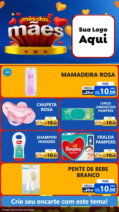 Modelo de TV para TV Vertical com o tema Mês das Mães para Bebês