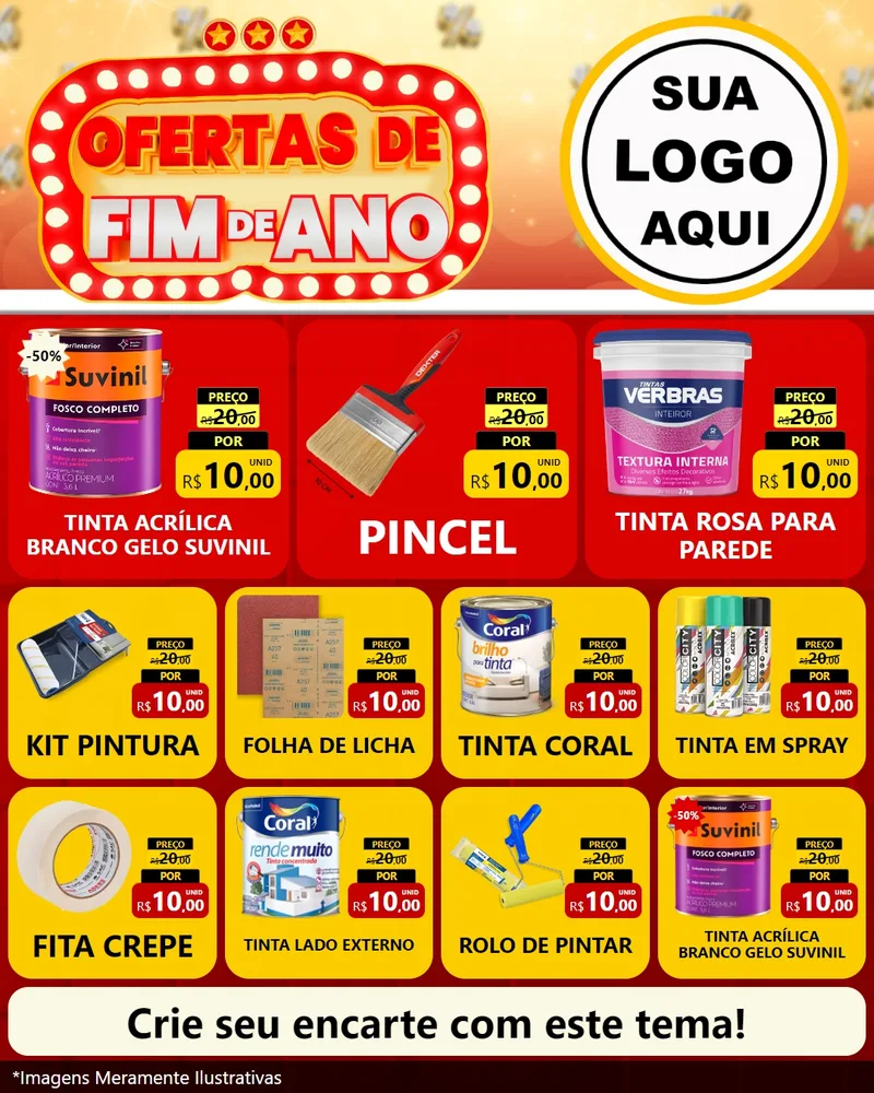 Modelo de Rede Social para Feed Instagram com o tema Ofertas de Fim de Ano para Tintas e Ferramentas