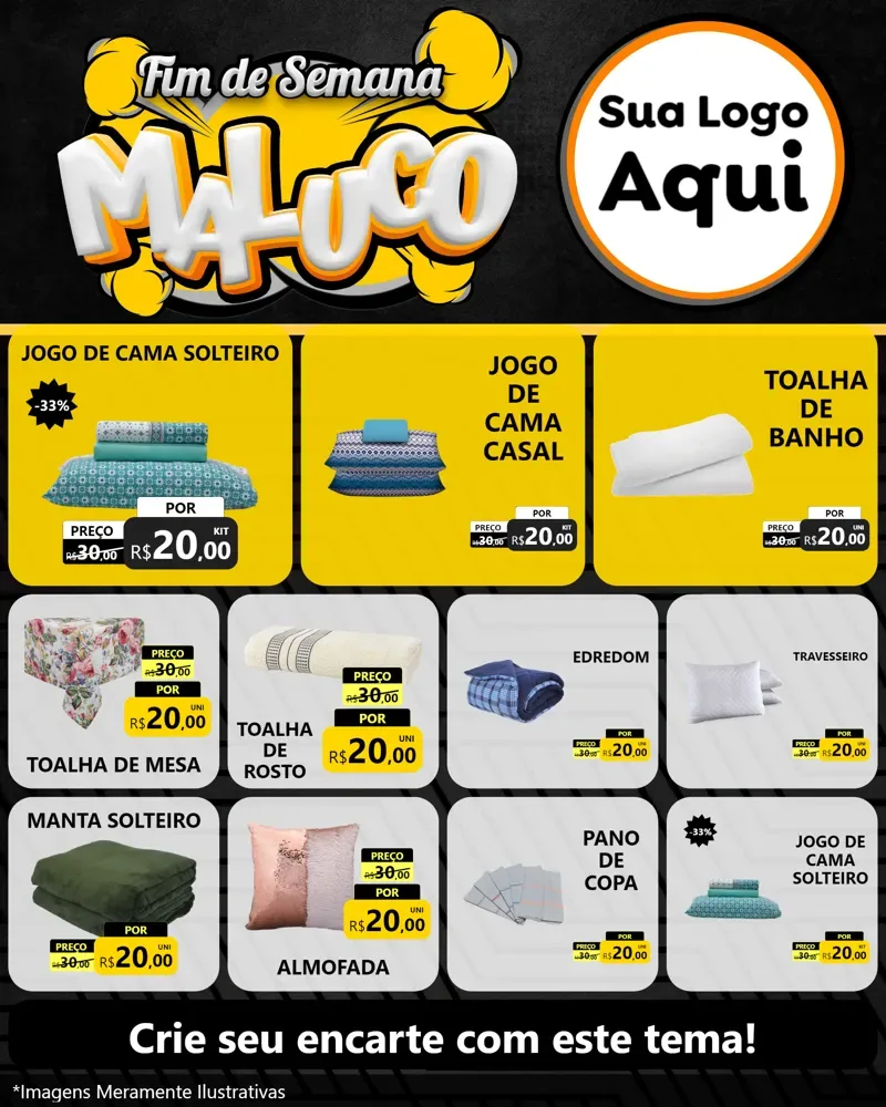Modelo de Rede Social para Feed Instagram com o tema Fim de Semana Maluco para Cama, Mesa e Banho