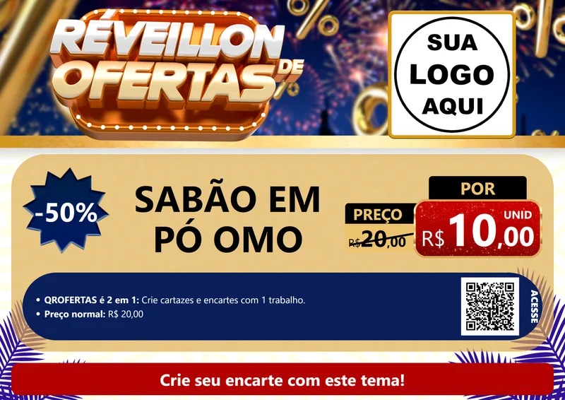 Modelo de Cartaz para Cartaz A4 Horizontal com o tema Réveillon de Ofertas para Produtos de Limpeza