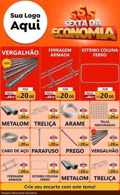 Modelo de Encarte para Encarte Grande com o tema Sexta da Economia para Ferragens