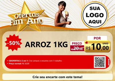 Modelo de Cartaz para Cartaz A4 Horizontal com o tema Ofertas Fim de Ano para Supermercado