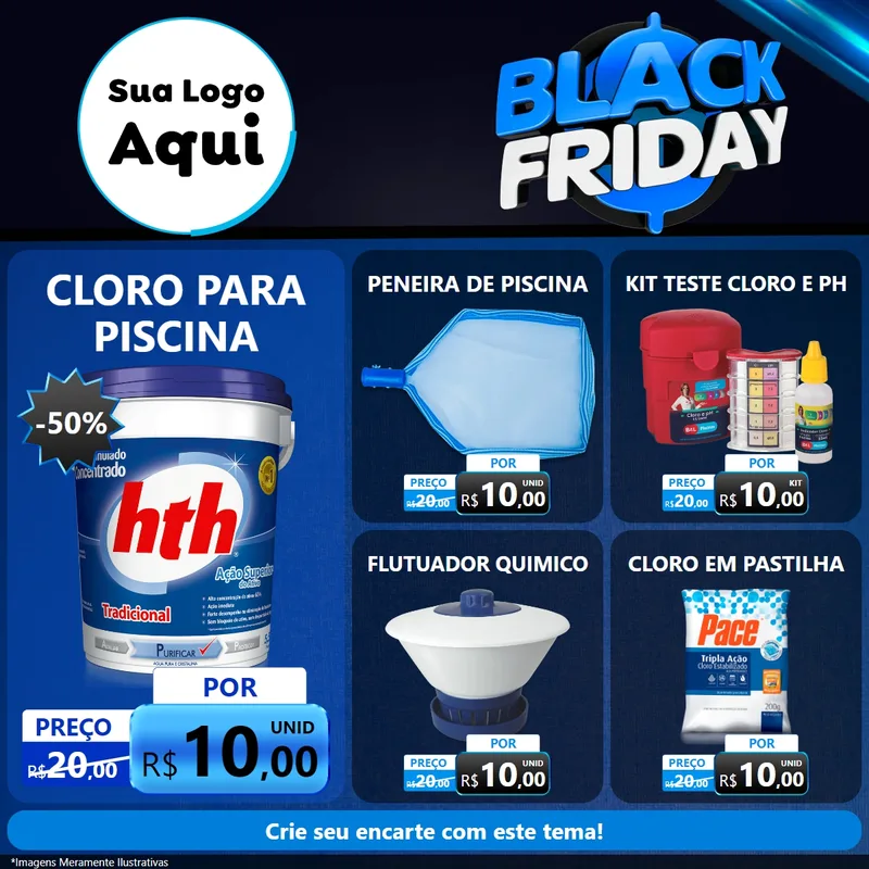 Modelo de Rede Social para Feed Facebook com o tema Black Friday para Produtos para Piscina