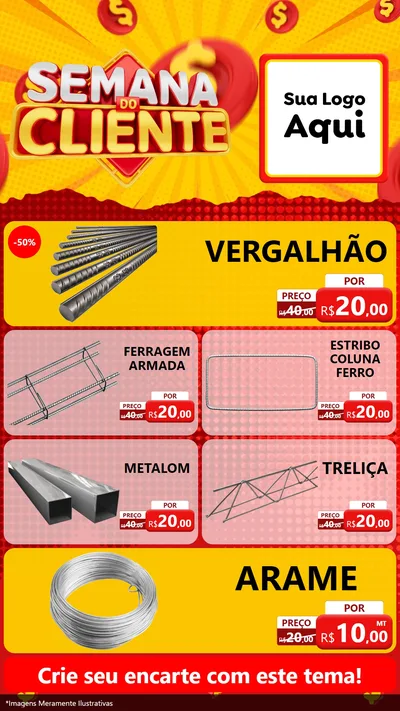 Modelo de TV para TV Vertical com o tema Semana do Cliente para Ferragens