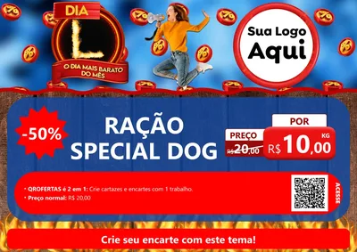Modelo de Cartaz para Cartaz A4 Horizontal com o tema Dia L - O Dia Mais Barato Do Mês para Pet Shop