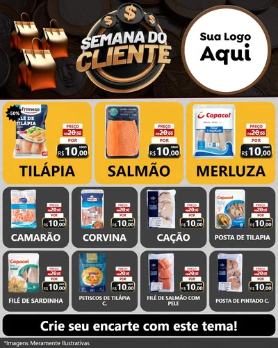 Modelo de Rede Social para Feed Instagram com o tema Semana do Cliente para Peixaria