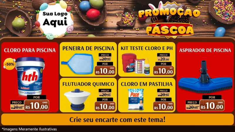 Modelo de TV para TV Horizontal com o tema Promoção Páscoa para Produtos para Piscina