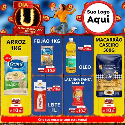 Modelo de Rede Social para Feed Facebook com o tema Dia U - O Dia Mais Barato Do Mês para Supermercado