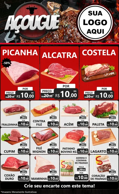 Modelo de Encarte para Encarte Grande com o tema Açougue para Açougue