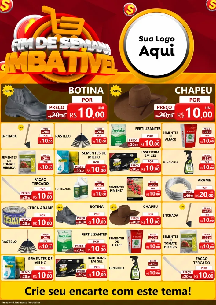 Modelo de Encarte para Encarte A4 Vertical com o tema Fim de Semana Imbatível para Agropecuária