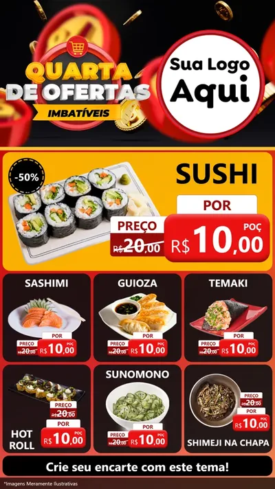 Modelo de Rede Social para Stories com o tema Quarta de Ofertas Imbatíveis para Comida japonesa