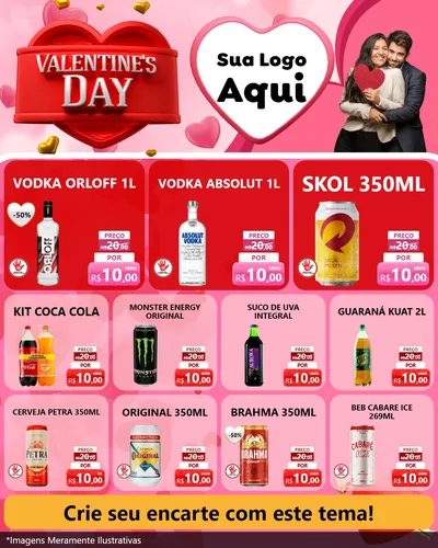 Modelo de Rede Social para Feed Instagram com o tema Valentine's Day para Distribuidora de bebidas