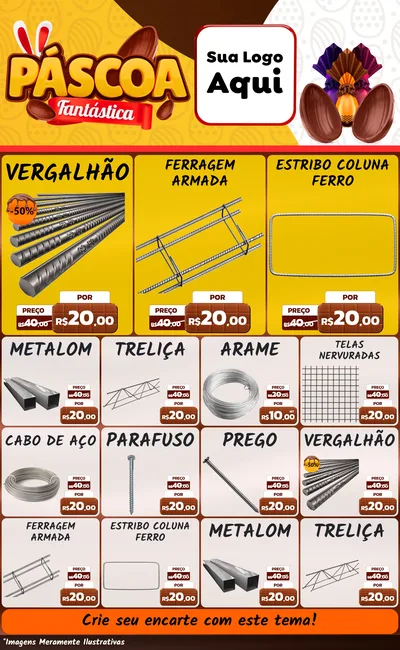 Modelo de Encarte para Encarte Grande com o tema Páscoa Fantástica para Ferragens