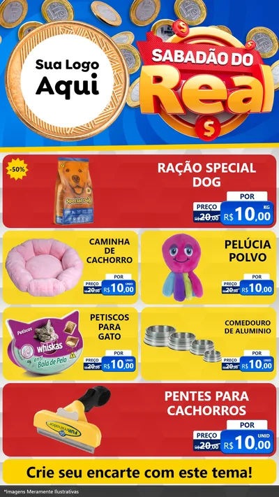 Modelo de TV para TV Vertical com o tema Sabadão do Real para Pet Shop