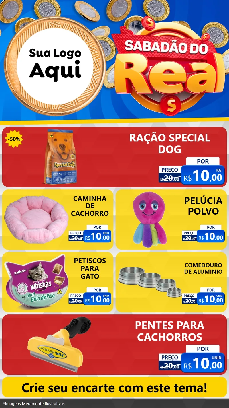 Modelo de TV para TV Vertical com o tema Sabadão do Real para Pet Shop