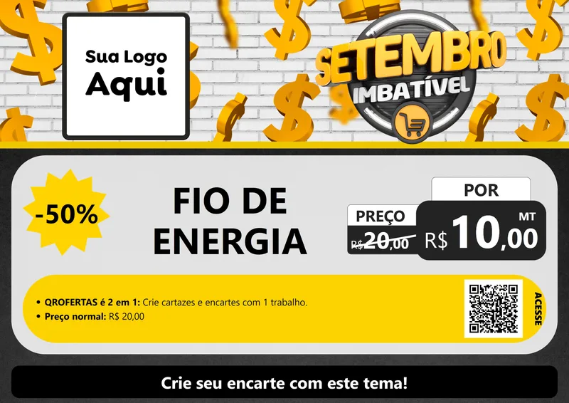 Modelo de Cartaz para Cartaz A4 Horizontal com o tema Setembro Imbatível para Materiais Elétricos