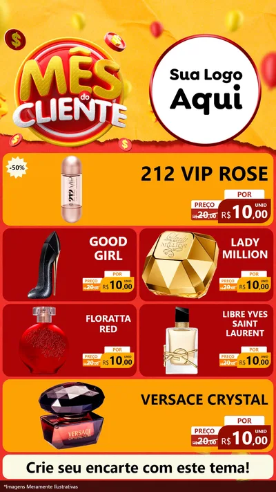 Modelo de TV para TV Vertical com o tema Mês do Cliente para Perfumes