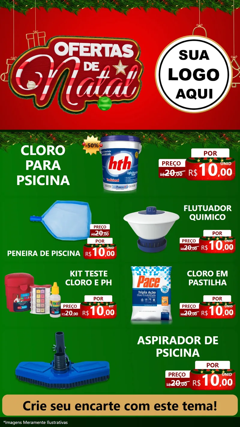 Modelo de TV para TV Vertical com o tema Ofertas de Natal para Produtos para Piscina