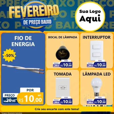 Modelo de Rede Social para Feed Facebook com o tema Fevereiro de Preço Baixo para Materiais Elétricos