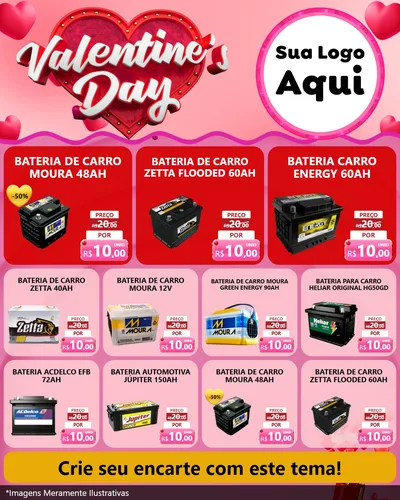 Modelo de Rede Social para Feed Instagram com o tema Valentine's Day para Baterias Elétricas