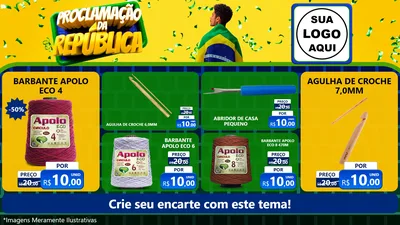 Modelo de TV para TV Horizontal com o tema Proclamação da República para Armarinho e Aviamentos