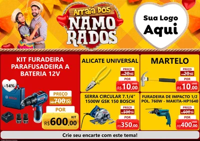 Modelo de Encarte para Encarte A4 Horizontal com o tema Arraiá dos Namorados para Maquinas e Ferramentas