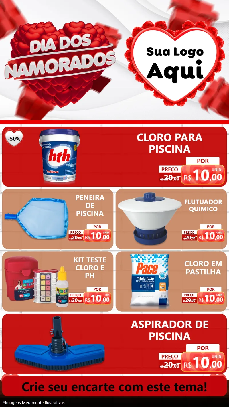 Modelo de TV para TV Vertical com o tema Dia dos Namorados para Produtos para Piscina