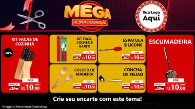 Modelo de TV para TV Horizontal com o tema Mega Reinauguração para Utilidades Domésticas