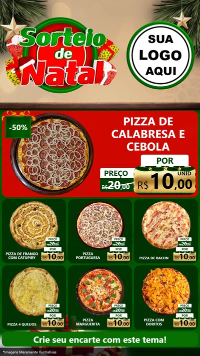 Modelo de Rede Social para Stories com o tema Sorteio de Natal para Pizzaria