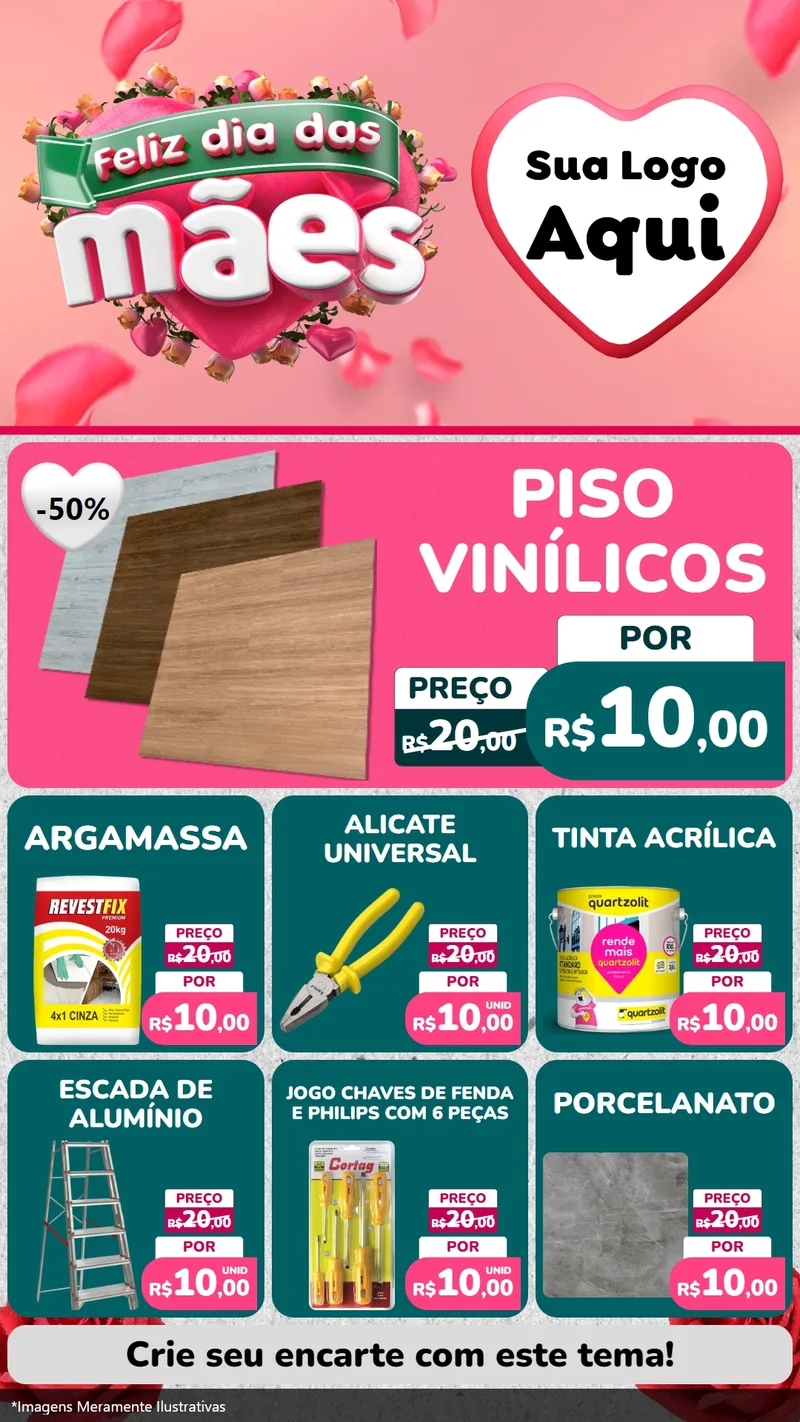 Modelo de Rede Social para Stories com o tema Feliz Dia das Mães para Material para Construção