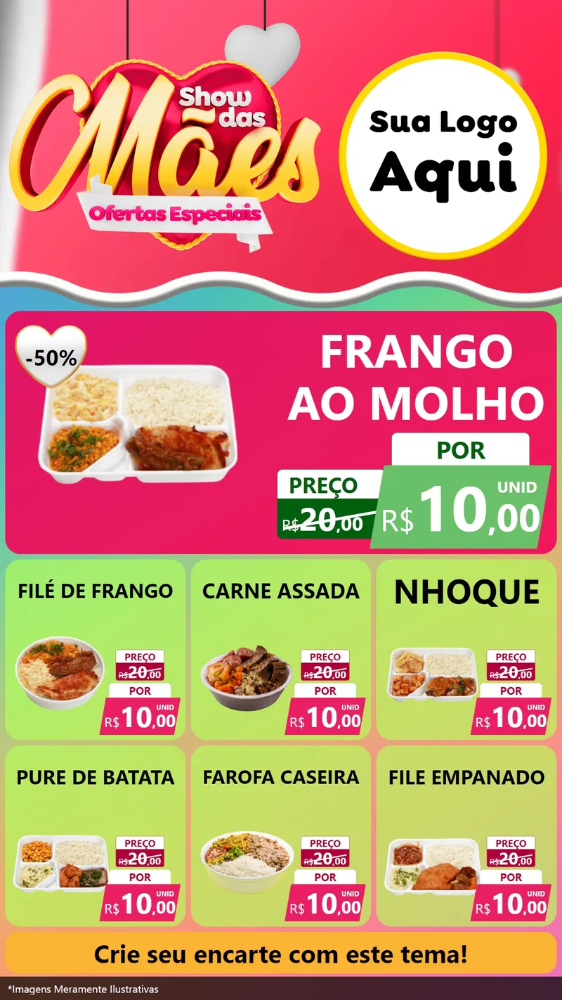 Modelo de Rede Social para Stories com o tema Show das Mães - Ofertas Especiais para Restaurante