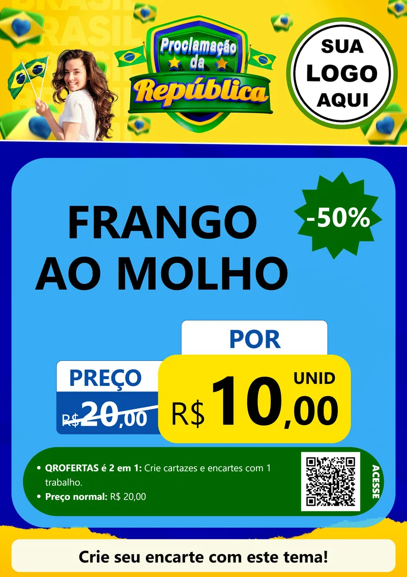 Modelo de Cartaz para Cartaz A4 Vertical com o tema Proclamação da República para Restaurante