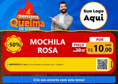 Modelo de Cartaz para Cartaz A4 Horizontal com o tema Semana Queima de Estoque para Papelaria