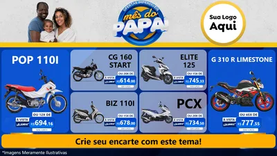 Modelo de TV para TV Horizontal com o tema Ofertas Imperdíveis Mês Do Papai para Concessionaria de Motos