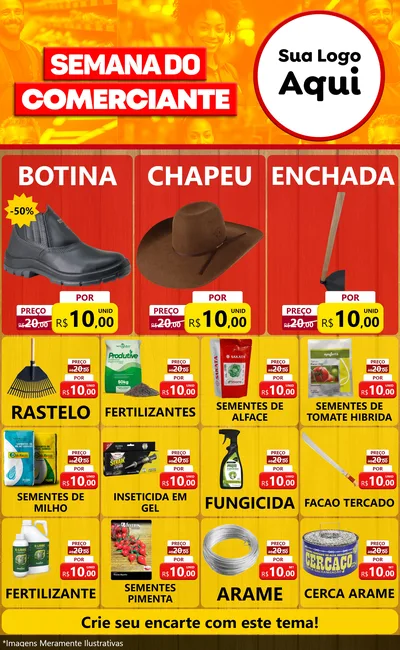 Modelo de Encarte para Encarte Grande com o tema Semana do Comerciante para Agropecuária