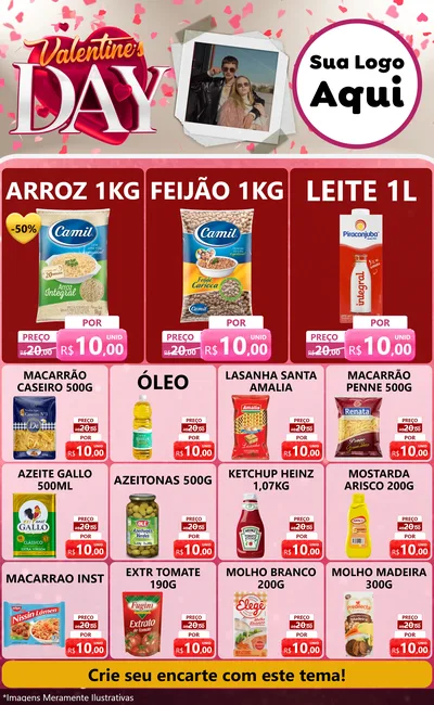 Modelo de Encarte para Encarte Grande com o tema Valentine's Day para Supermercado