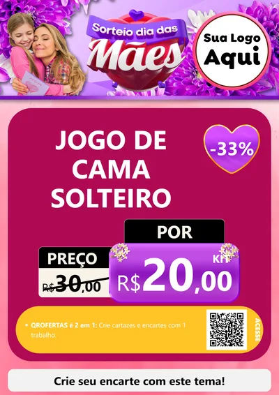 Modelo de Cartaz para Cartaz A4 Vertical com o tema Sorteio Dia das Mães para Cama, Mesa e Banho
