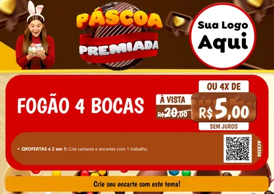Modelo de Cartaz para Cartaz A4 Horizontal com o tema Páscoa Premiada para Móveis e Eletro