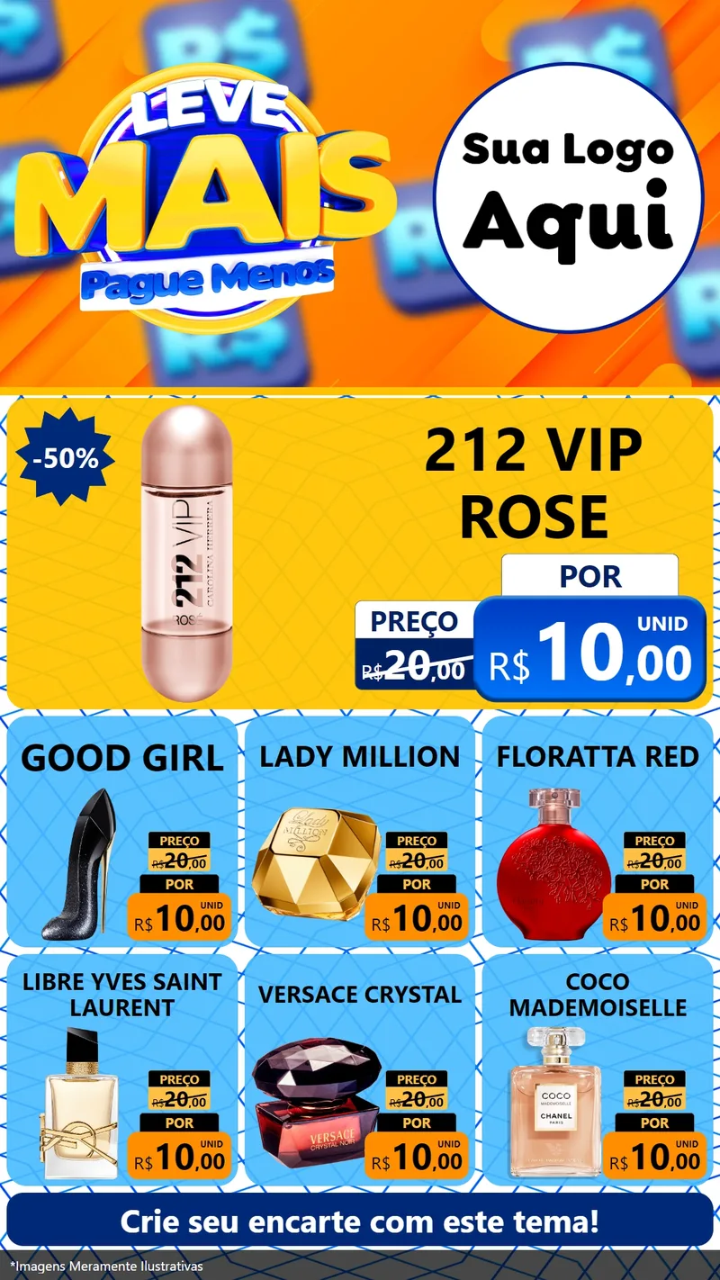 Modelo de Rede Social para Stories com o tema Leve Mais, Pague Menos para Perfumes