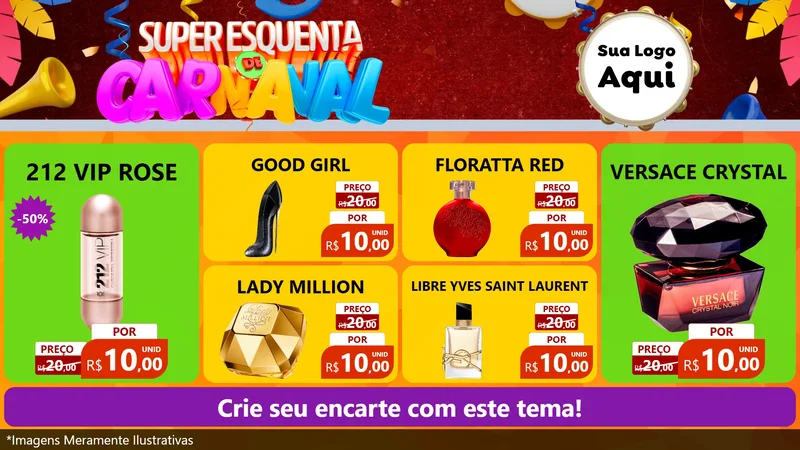 Modelo de TV para TV Horizontal com o tema Super Esquenta de Carnaval para Perfumes
