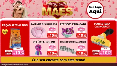 Modelo de TV para TV Horizontal com o tema Especial Dia Das Mães para Pet Shop