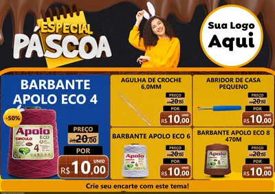Modelo de Encarte para Encarte A4 Horizontal com o tema Especial Páscoa para Armarinho e Aviamentos