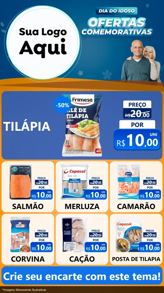 Modelo de Rede Social para Stories com o tema Dia do Idoso para Peixaria
