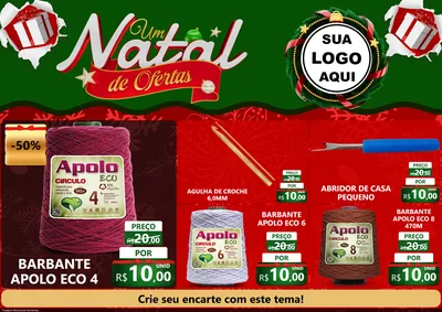 Modelo de Encarte para Encarte A4 Horizontal com o tema Um Natal de Ofertas para Armarinho e Aviamentos