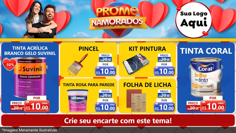 Modelo de TV para TV Horizontal com o tema Promo dos Namorados para Tintas e Ferramentas