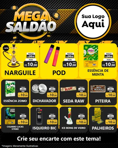 Modelo de Rede Social para Feed Instagram com o tema Mega Saldão para Tabacaria