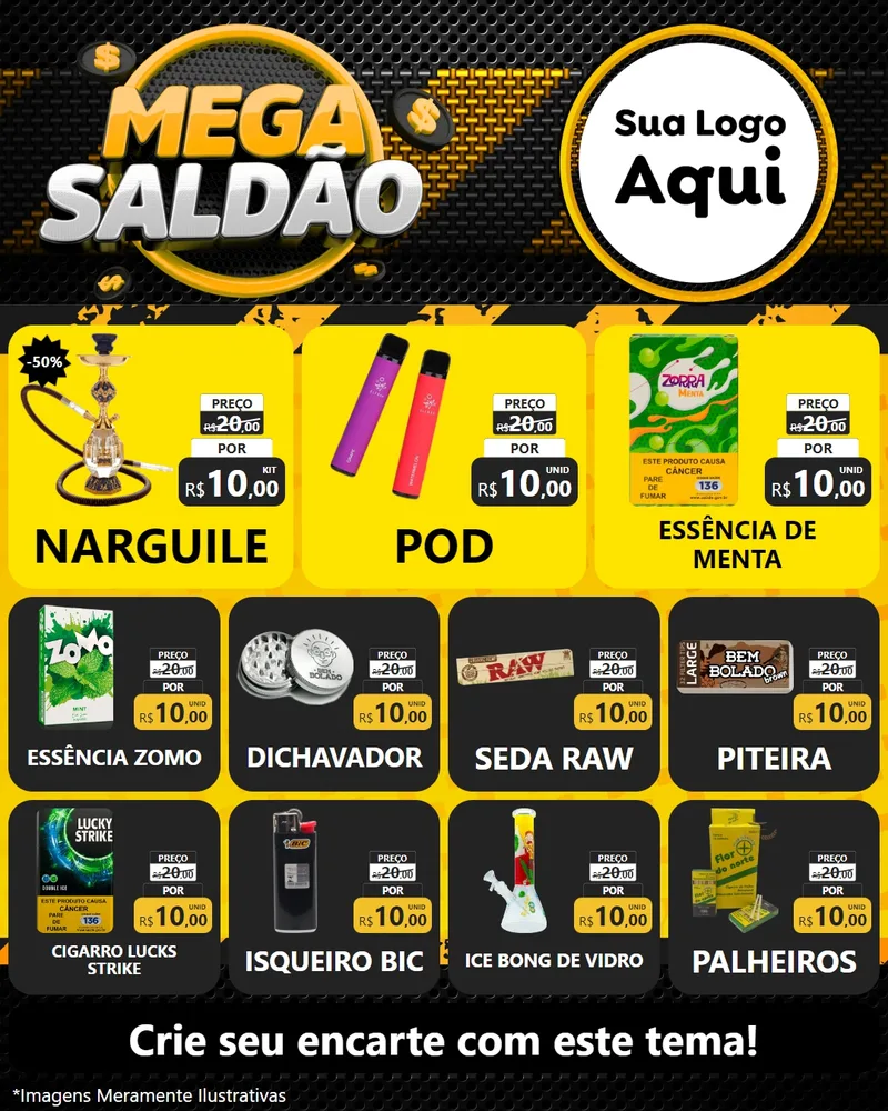 Modelo de Rede Social para Feed Instagram com o tema Mega Saldão para Tabacaria