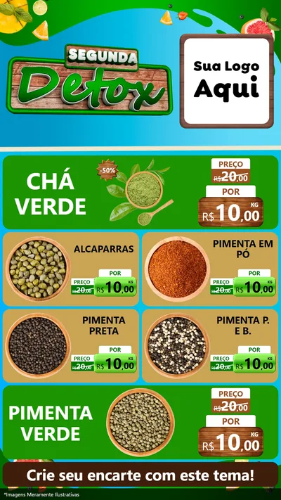 Modelo de TV para TV Vertical com o tema Segunda Detox para Produtos Naturais