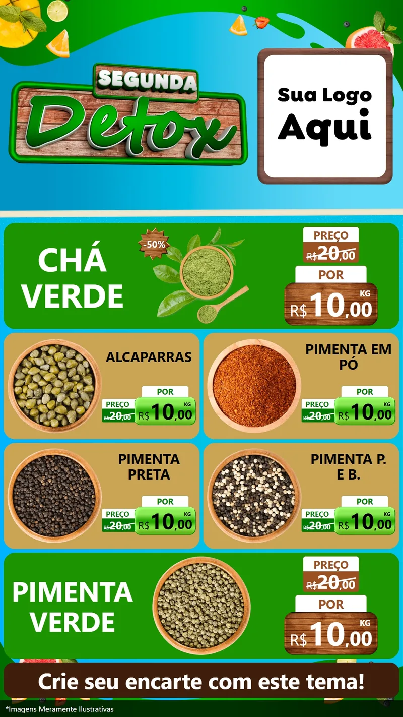 Modelo de TV para TV Vertical com o tema Segunda Detox para Produtos Naturais